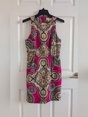 Anthropologie Moulinette Soeurs Pink Paisley Cut-Out Back Sheath Cotton Dress  6